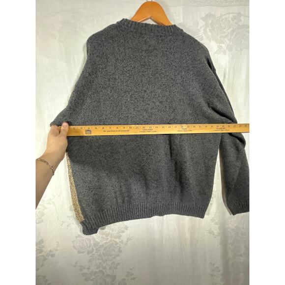 Vintage Sweater XL Gray Geometric Crew Neck Australia Cotton Dockers - Picture 8 of 9